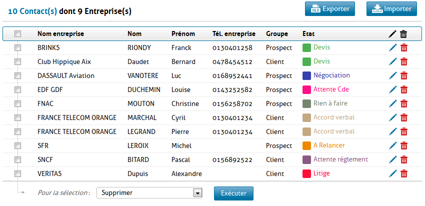 Logiciel gestionnaire de contacts en ligne pour les petites et moyennes équipes commerciales